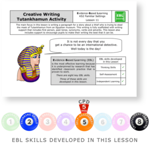 Creative Writing TutanKhamum Activity - Familiar Settings - KS2 English Evidence Based Learning lesson