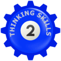 Thinking Skills - Evidence Based Learning skill number 2 - shown by a blue cog wheel.